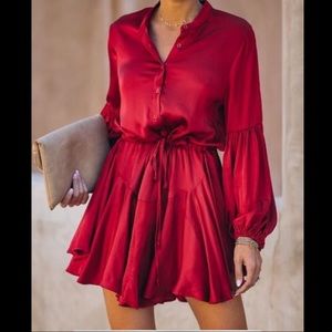 Vici adjustable balloon sleeve dress - satin
